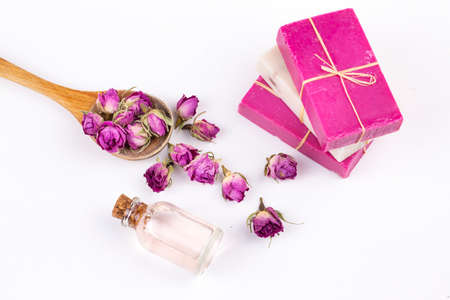 Dried pink rose soap