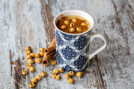 Boza or Bosa, traditional Turkish drink with roasted chickpea