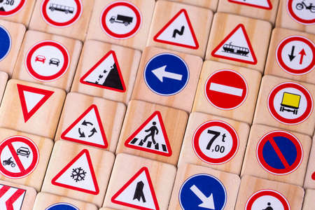 Different colored traffic signs isolated