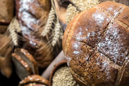Fresh fragrant bread on the table. Food conceptの写真素材