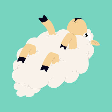 Cute funny sheep cartoon illustrationの写真素材