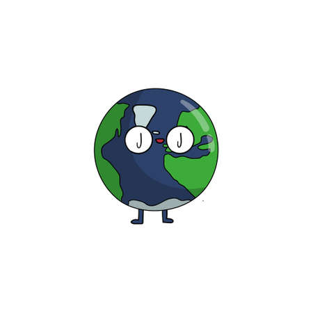 planet earth cartoon design, Kawaii expression cute character funny and emoticon theme Vector illustrationの写真素材