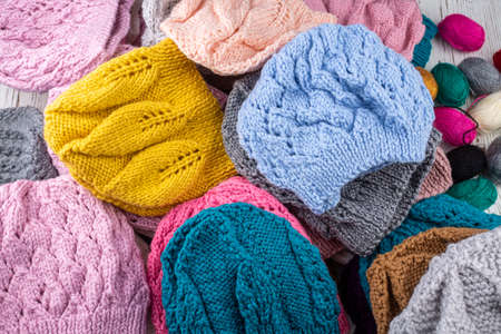 Colorful handmade knitting wool caps