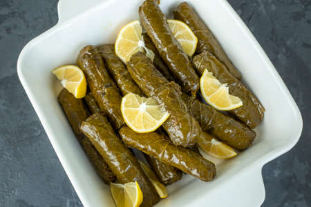 Turkish foods; stuffed leaves (Turkish name)の写真素材