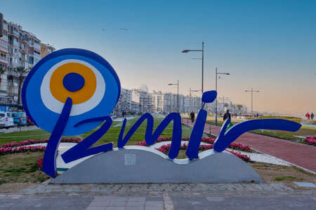 Izmir, Turkey - March 02, 2019: Kordon Street view in Izmir. Izmir is a popular tourist destination in Turkey.のeditorial素材