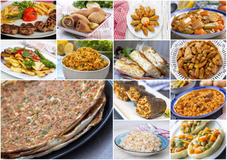 Food set of different Turkish foods. Collage. Selective focus.の写真素材