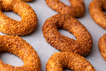 Turkish Bagel with sesame seeds. Turkish name; Oil ring
