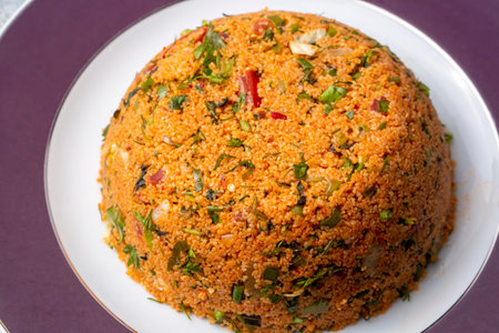 Traditional delicious Turkish foods: bulgur salad (kisir)