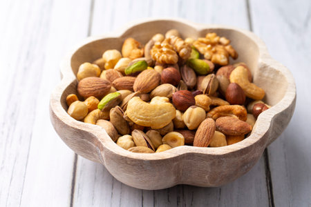 Mixed nuts on a white background
