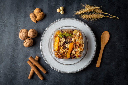 Traditional delicious Turkish dessert; Ashura (Asure)の写真素材