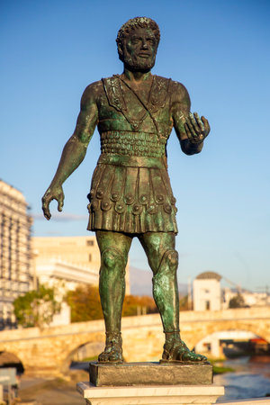 Skopje, North Macedonia-October 29, 2023: One of the most famous bridges in Skopje.Named Eye Bridgeのeditorial素材