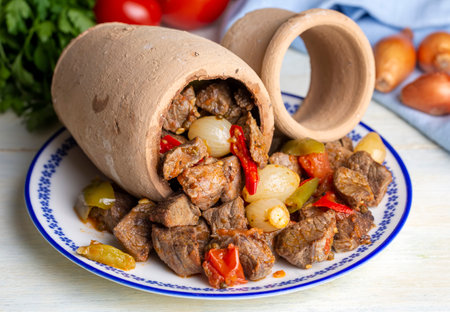 Authentic Turkish Testi Kebab cooked in earthenware waterjug, Turkish name; Testi kebabの写真素材