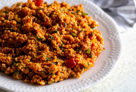 Traditional delicious Turkish foods: bulgur salad (kisir)