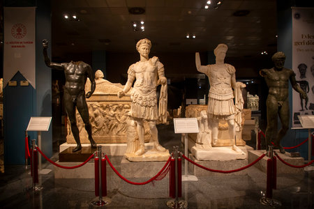 Antalya museum - Turkey, August 10, 2023, Ancient antique statues exhibited in the Museum of Antalya.のeditorial素材
