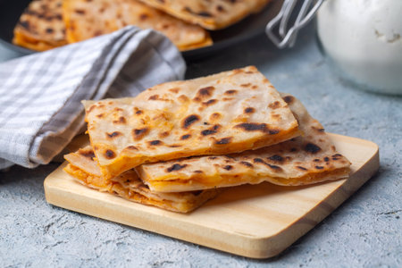 Traditional delicious Turkish food; Potato Pie (Turkish name; potato gozleme - gozleme)の写真素材