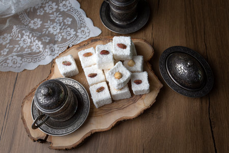 Traditional Turkish delight; sultan's delight (Turkish name; Sultan delight)の写真素材