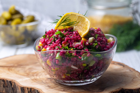 Bulgur Salad with Turnips (Turkish name; bulgur salad with salgam)の写真素材