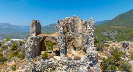 Softa Castle view in Bozyazi Town - Turkeyの写真素材