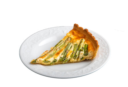 Asparagus tart, vegan quiche homemade pastry, healthy foodsの写真素材