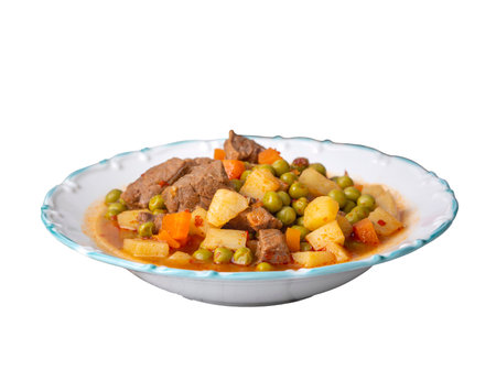 Turkish Food Green Pea Stew with Meatballs - Kofte or Kofta Peas. (Turkish name; peas with meatballs)の写真素材