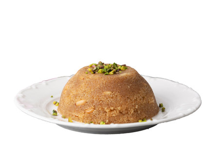 Traditional Turkish semolina sweet desert halva (Turkish name; semolina halva)の写真素材