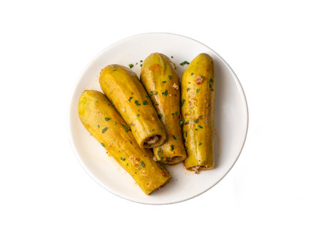 Stuffed zucchini with meat from traditional Turkish cuisine. English name; stuffed zucchini with meatの写真素材