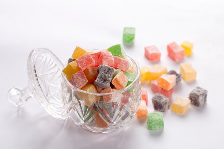Traditional delicious Turkish delight, Turkish Ramadan Sweet Sugar Candyの写真素材