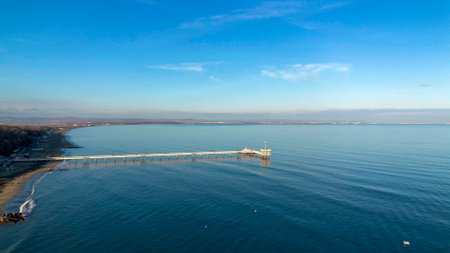 Burgas, Bulgaria - December 22, 2024, : The view from the Burgas bridge is full of people admiring during this view. The symbol of the city.の写真素材