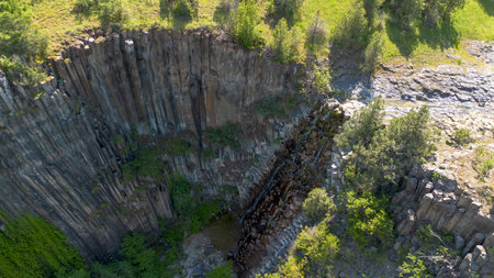 Basalt Rocks in Boyabat District. Sinop, Turkey. Volcanic Rock Outcrops in the Form of Columnar...