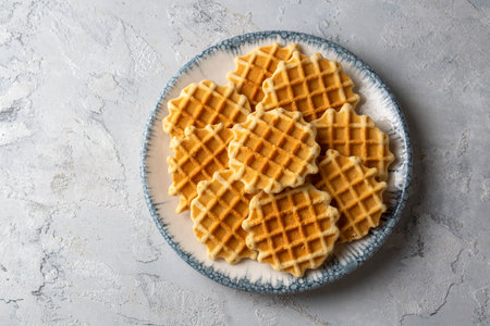 Biscuit waffle is delicious. Waffles on a plate.