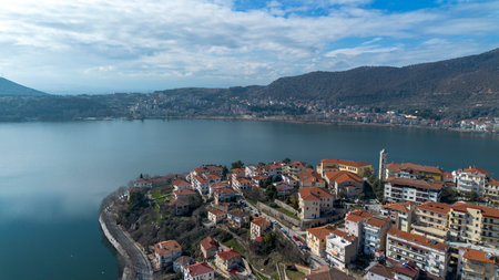 Kastoria and Lake Orestiada in northern Greeceの写真素材