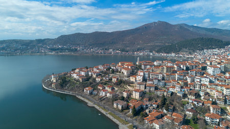 Kastoria and Lake Orestiada in northern Greeceの写真素材