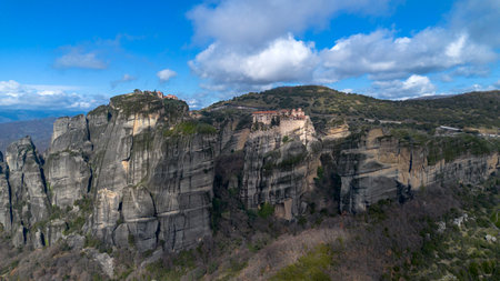 Meteora is a rocky region with monasteries near Kalambaka, Greece.の写真素材