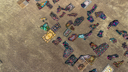 Carpet Fields in the Summer Season Drone Photo, Dosemealti Antalya, Turkey