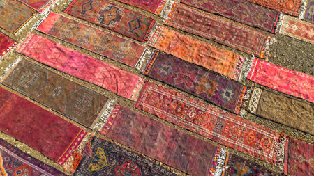 Carpet Fields in the Summer Season Drone Photo, Dosemealti Antalya, Turkeyの写真素材