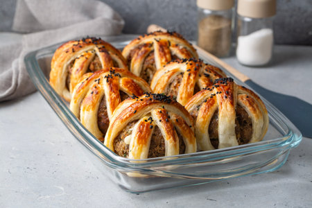 A different dish from Turkish cuisine; caged meatballs, meatballs made with puff pastry. Turkish name: Kafes Kofteの写真素材