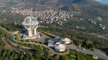 Izmir - Turkey, December 12, 2025, World Peace Monument captured from the sky by drone - Dunya Baris Monumentのeditorial素材
