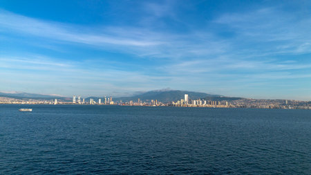 Izmir, Turkey - December 9, 2025: A view from BayraklÄ± Hill, Izmir's new skyscraper district.の写真素材
