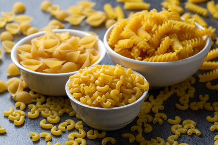 Composition with different tasty uncooked pasta - Italian pasta wallpaper, different types and...