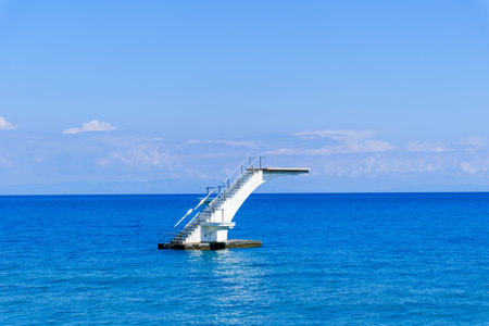Rhodes island town Elli beach a popular summer tourist destination, Dodecanese, Aegean, Greeceの写真素材