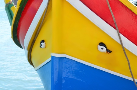 Traditional maltese fishing boatの写真素材