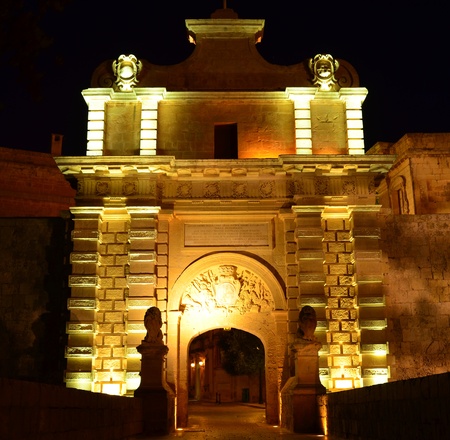 Mdina Gate at night - Maltaの写真素材