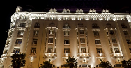 Buildings in Madrid at night - Spainのeditorial素材