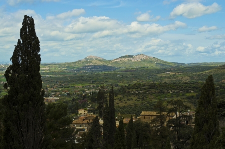 View from Villa d Este Gardens in Tivoli - Italyの写真素材