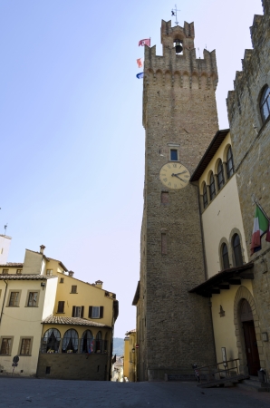 Tower of the Palazzo Comunale in Arezzo - Italyの写真素材