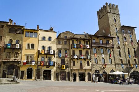Piazza Grande in Arezzo - Italyのeditorial素材