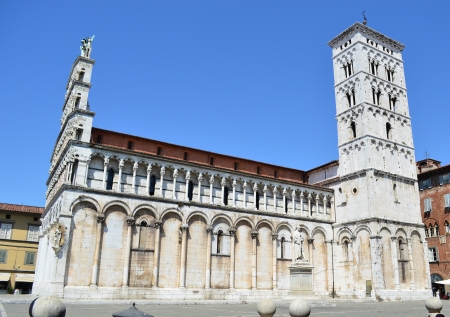 San Michele Foro Church in Lucca - Italyの写真素材