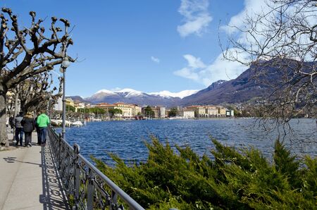 Lakefront of Lugano - Switzerlandの写真素材