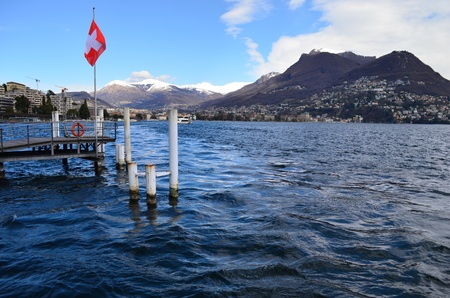 Lakefront of Lugano - Switzerlandの写真素材