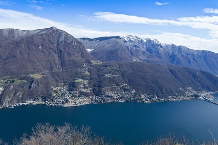 View over Lugano Lake - Switzerlandの写真素材